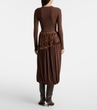 Xu Zhi Jersey and velvet midi skirt