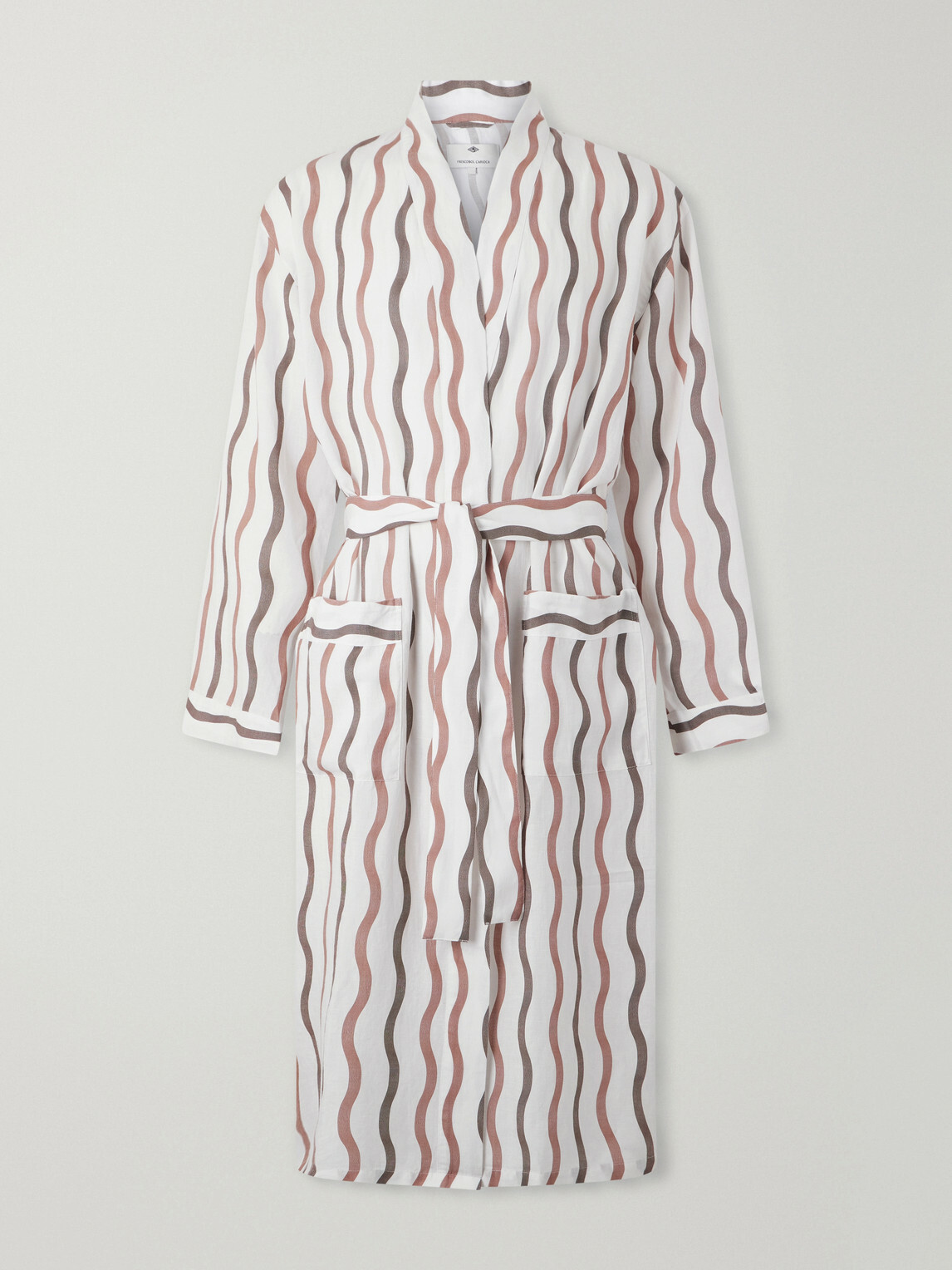 Frescobol Carioca - La Marzocco Striped Belted Tencel® and Linen-Blend Pyjamas - Neutrals