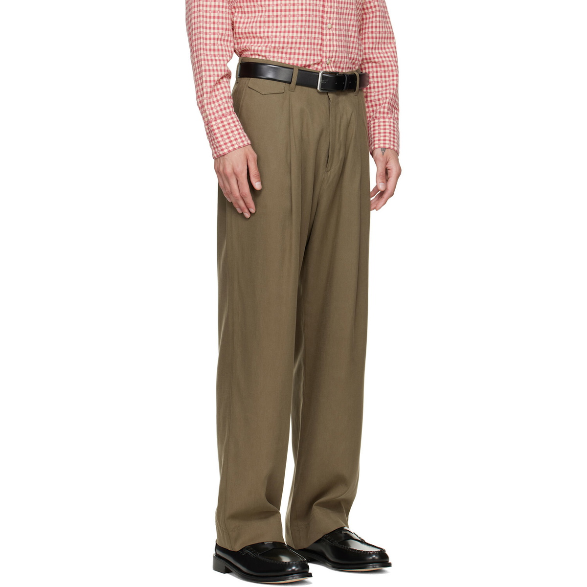 Paul Smith Khaki Relaxed-fit Pleated Lyocell Trousers