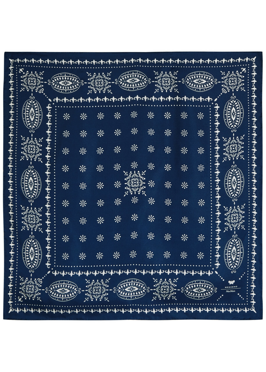 Weekend Max Mara Siam Printed Silk Scarf - Navy - One Size