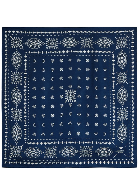 Photo: Weekend Max Mara Siam Printed Silk Scarf - Navy - One Size