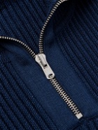 S.N.S Herning - Fender Ribbed Merino Wool Half-Zip Sweater - Blue