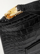 TOM FORD - Buckley Logo-Print Croc-Effect Leather Pouch