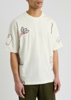 Wax London Milton Embroidered Cotton T-shirt Ecru
