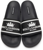 Dolce & Gabbana Black & White Rubber Logo Slides