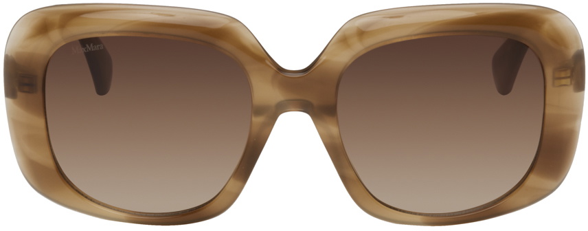 MaxMara Oversized Cream Frame Sunglasses with Brown Lenses Sunglasses brown | Max Mara main image 3