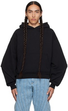 Mugler Black Cropped Hoodie