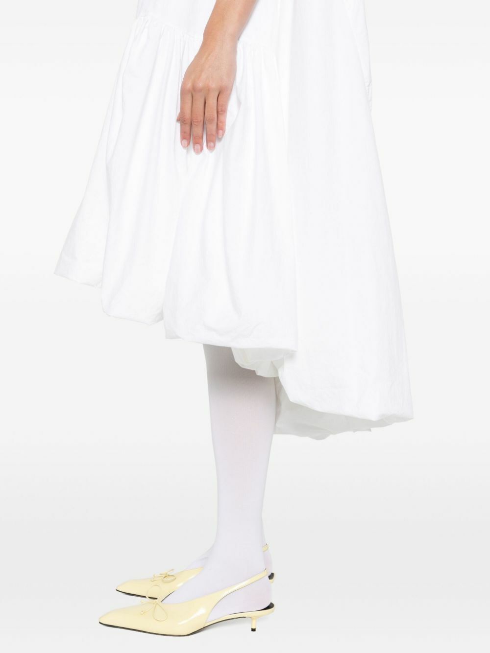 The Row White Tadao Ruffled Poplin Dress
