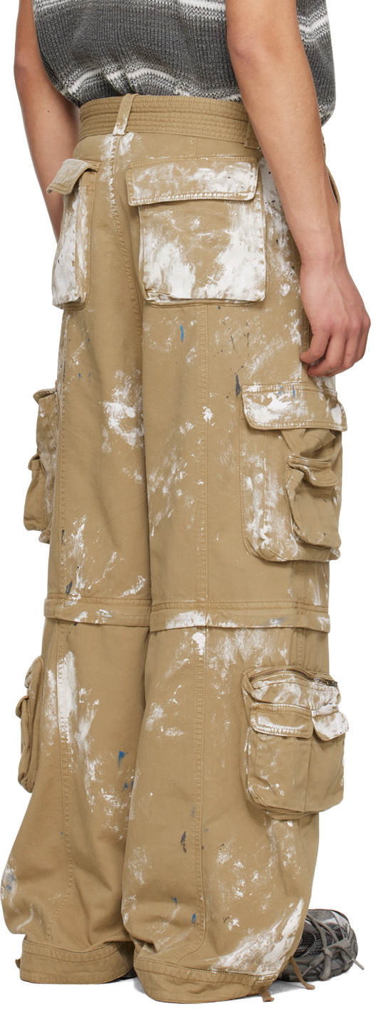 LU'U DAN Beige Zip Denim Cargo Pants