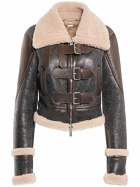 BLUMARINE - Leather Shearling Short Jacket W/buckles