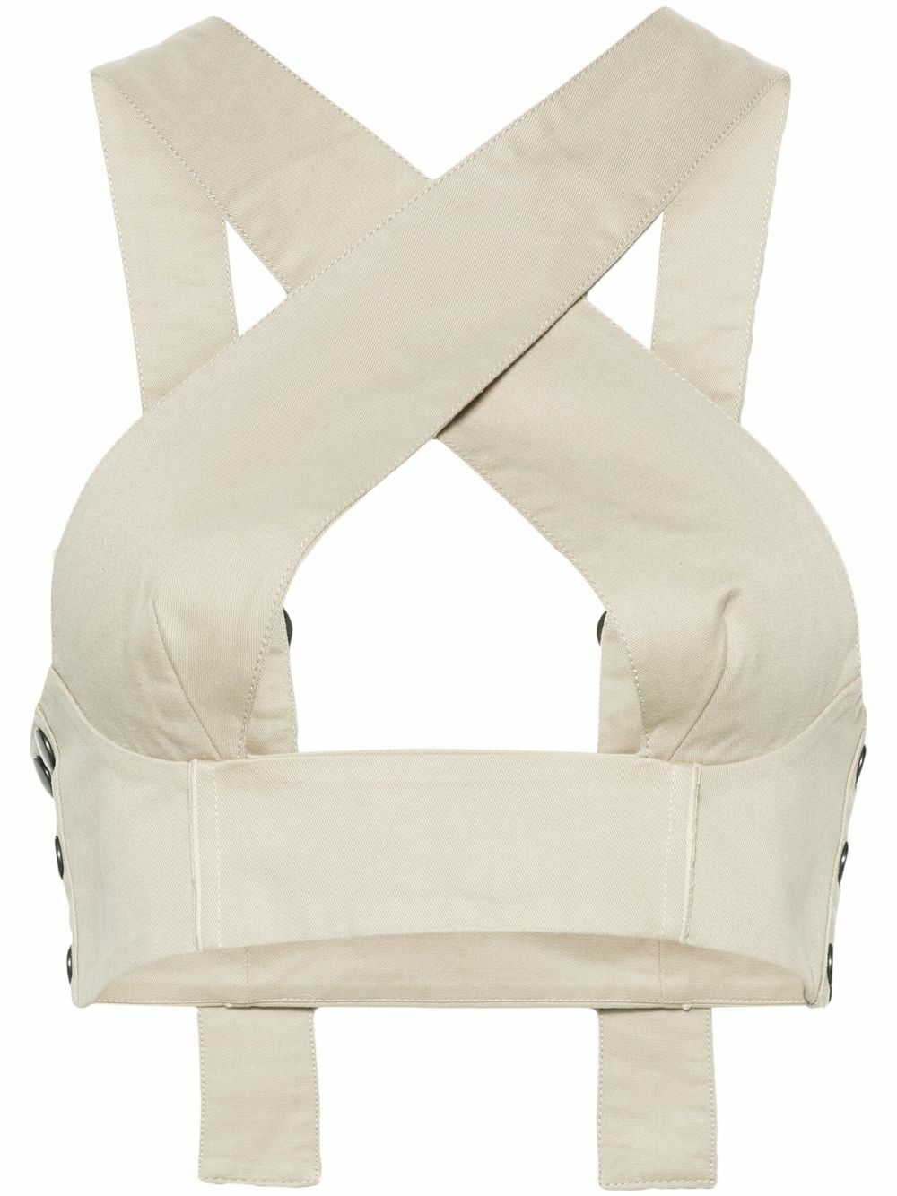 Sinead O'Dwyer Neutral Criss-Cross Crop Top