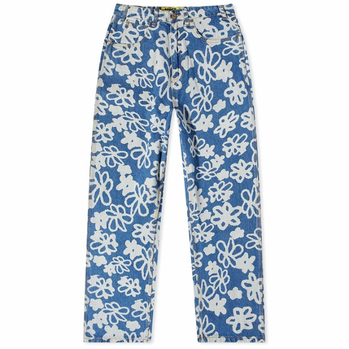 Photo: Butter Goods Men's Flowers Denim Pant in Washed Indigo