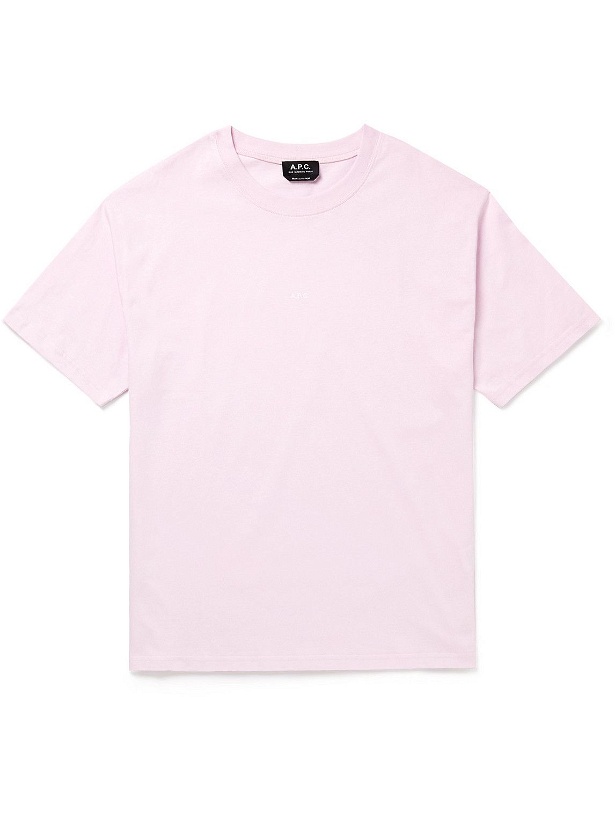 Photo: A.P.C. - Kyle Logo-Print Cotton-Jersey T-Shirt - Pink