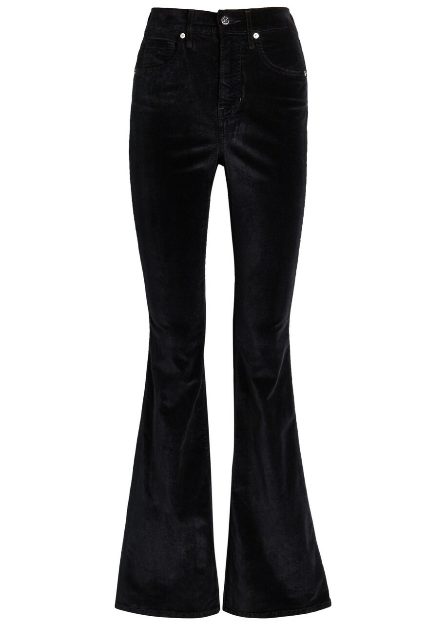 Veronica Beard Beverly Skinny Flared-leg Velvet Jeans Black