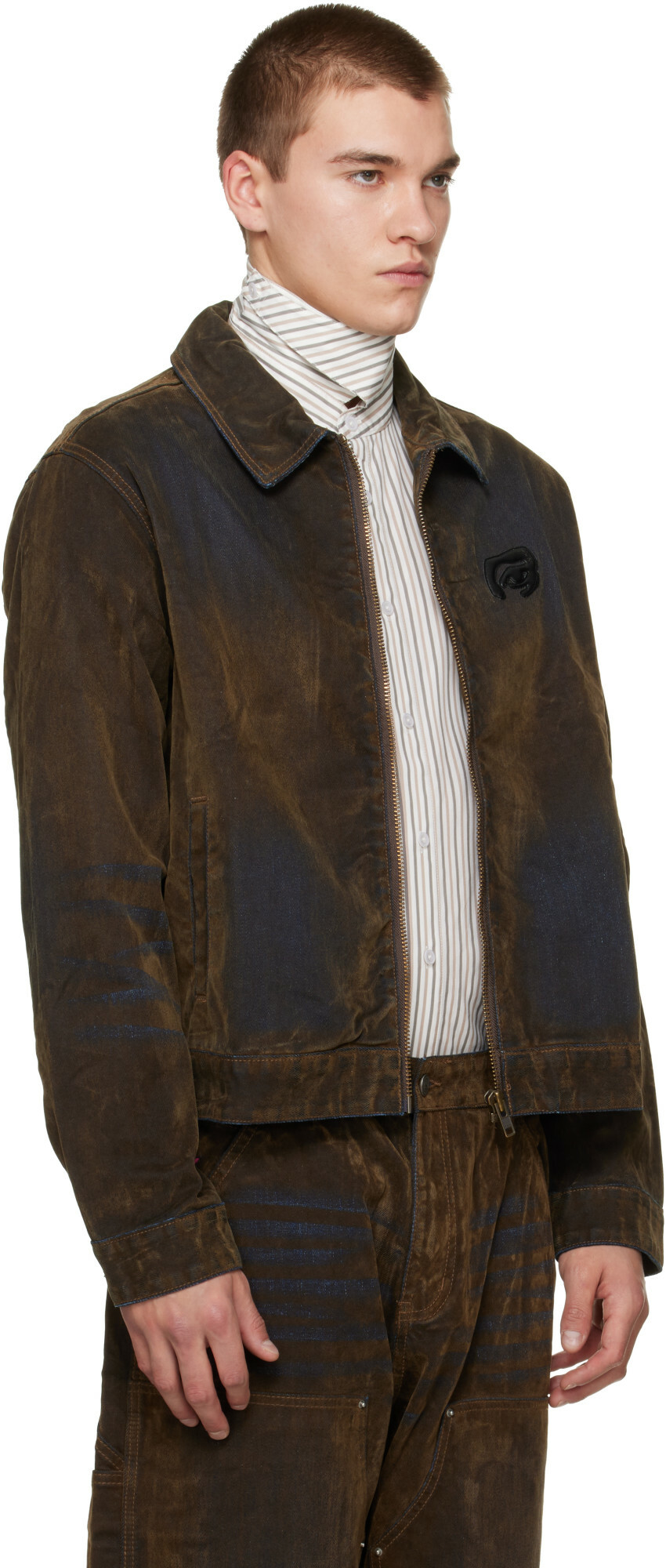 KidSuper Brown Flocked Work Denim Jacket