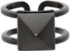 Valentino Garavani Black Ruthenium Rockstud Ring