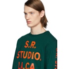 S.R. STUDIO. LA. CA. Green S.R.S. Logo and Vampire Sunrise Basic Long Sleeve T-Shirt