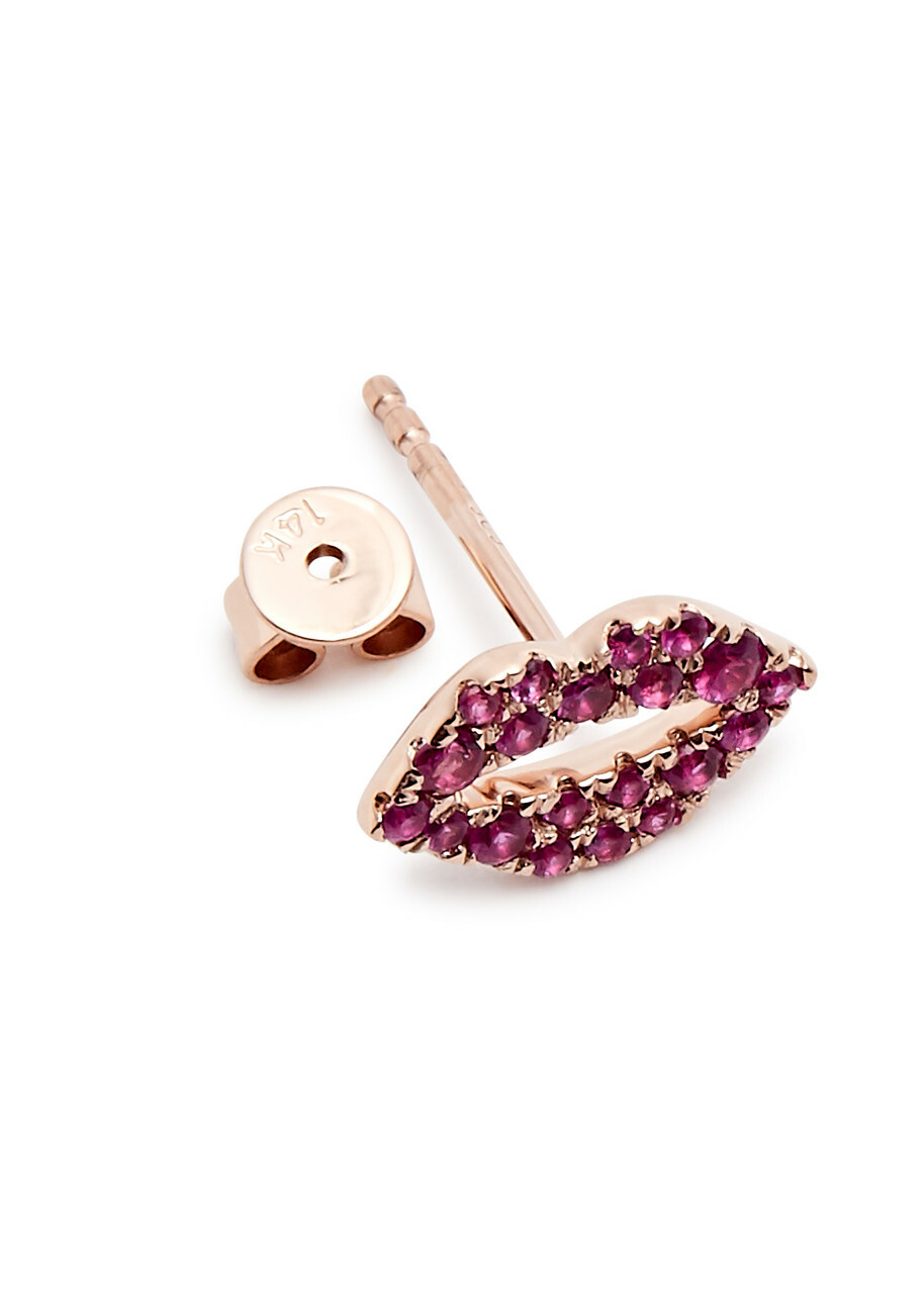 Roxanne First Scarlett Kiss 14kt Rose Gold Single Stud Earring - Pink - One Size
