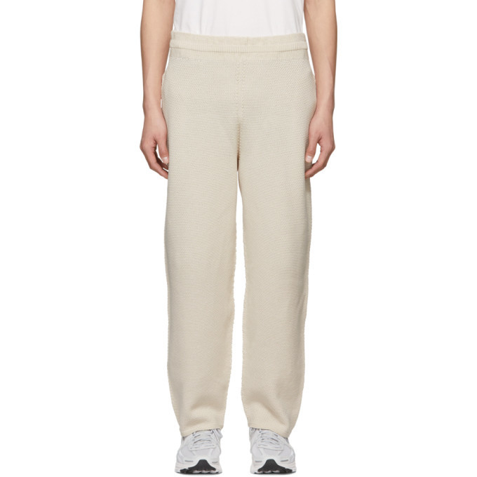 Homme Plisse Issey Miyake Off-White Rustic Knit Trousers Homme