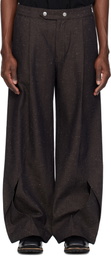 NULLUS Brown Intertwined Structure Trousers
