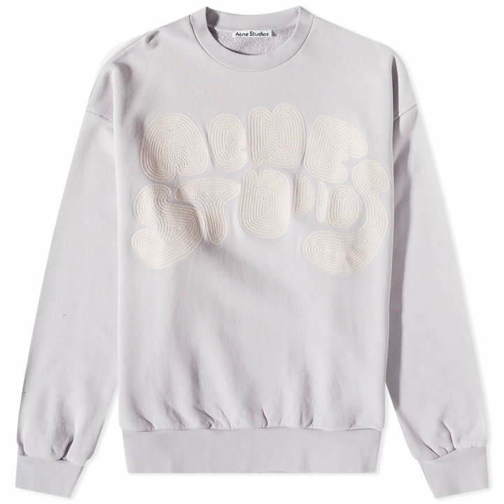 Photo: Acne Studios Men's Fyre Bubble Logo Crew Sweat in Pale Lilac