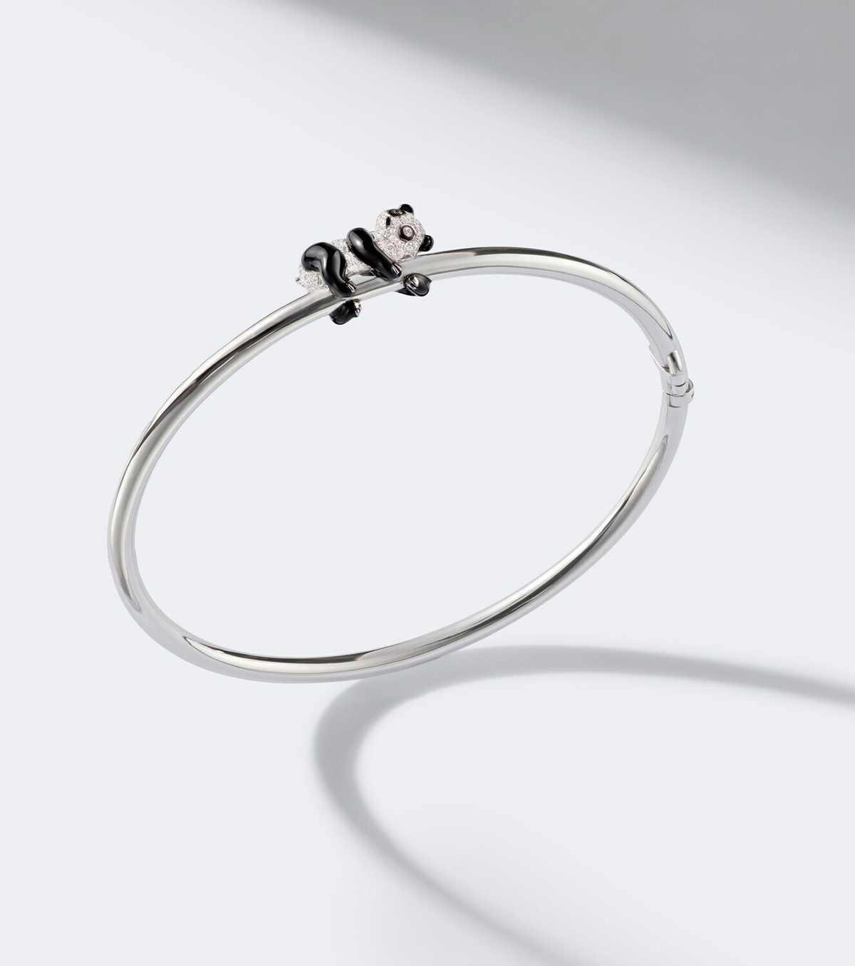 Yvonne Léon Panda 9kt white gold bangle with diamonds