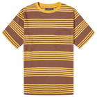 Beams Plus Men's Nep Stripe Pocket T-Shirt in Brown