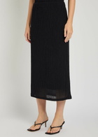 Vince Shadow Draped Textured Fine-knit Midi Skirt Black