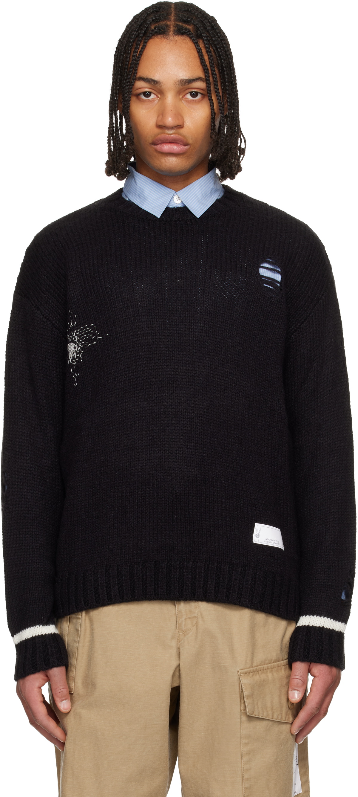 【NEIGHBORHOOD】ブラック クルーネックセーター　2025AW Neighborhood Black Crewneck Sweater Neighborhood