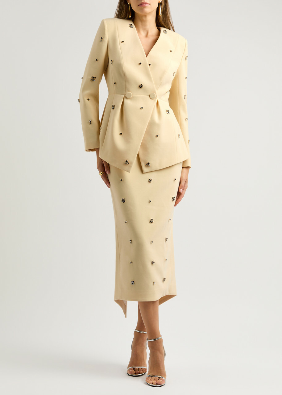 Huishan Zhang Milo Crystal-embellished Crepe Blazer Light Yellow