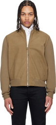 TOM FORD Khaki Nubuck Front Merino Bomber Jacket