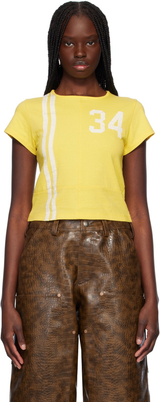 Photo: AMBUSH Yellow Paneled Fitted T-shirt