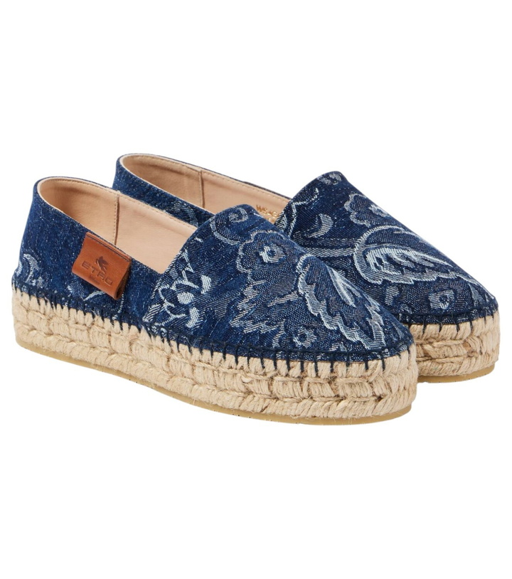 Photo: Etro Paisley denim jacquard platform espadrilles