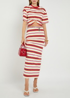 Rabanne Striped Gathered Stretch-cotton T-shirt Stripe