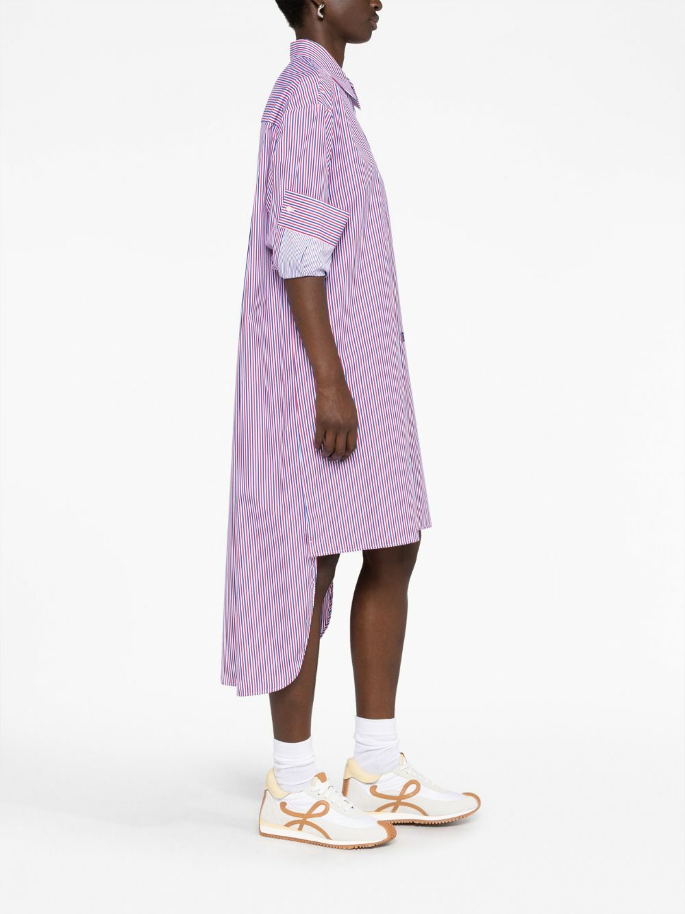Wavlynn Women Oversized Striped Cotton Shirt Dress Apricot For Casual Summer Comfort And All Day Style