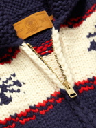 Canadian Sweater Company - Slim-Fit Shawl-Collar Intarsia Wool Zip-Up Sweater - Blue
