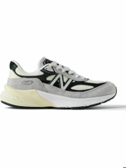 New Balance - 990v6 Leather-Trimmed Suede and Mesh Sneakers - Gray