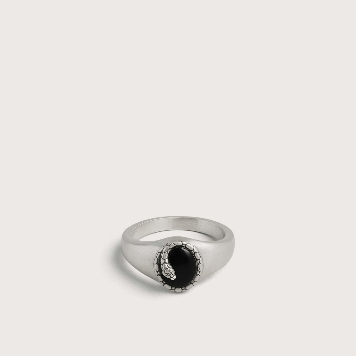 Serge DeNimes Men's Onyx Serpent Ring in Silver