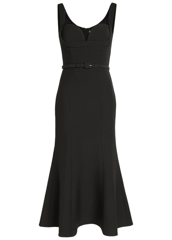 Photo: Roland Mouret Belted Crepe Midi Dress Black