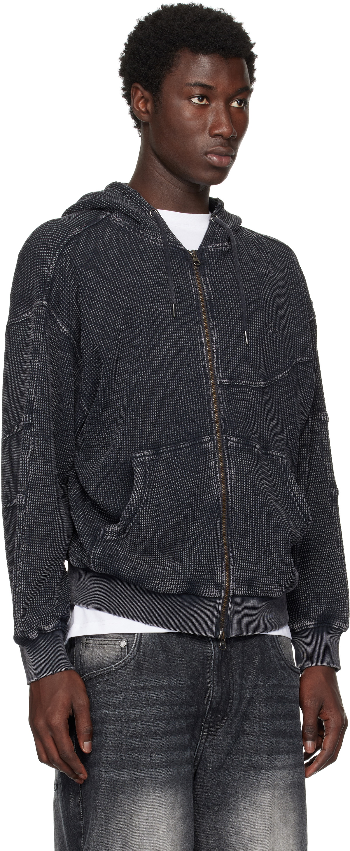 Dime Gray Premium Waffle Zip Hoodie Dime