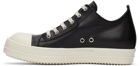 Rick Owens Black Calfskin Low Sneakers