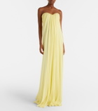 McQueen Draped chiffon bustier gown