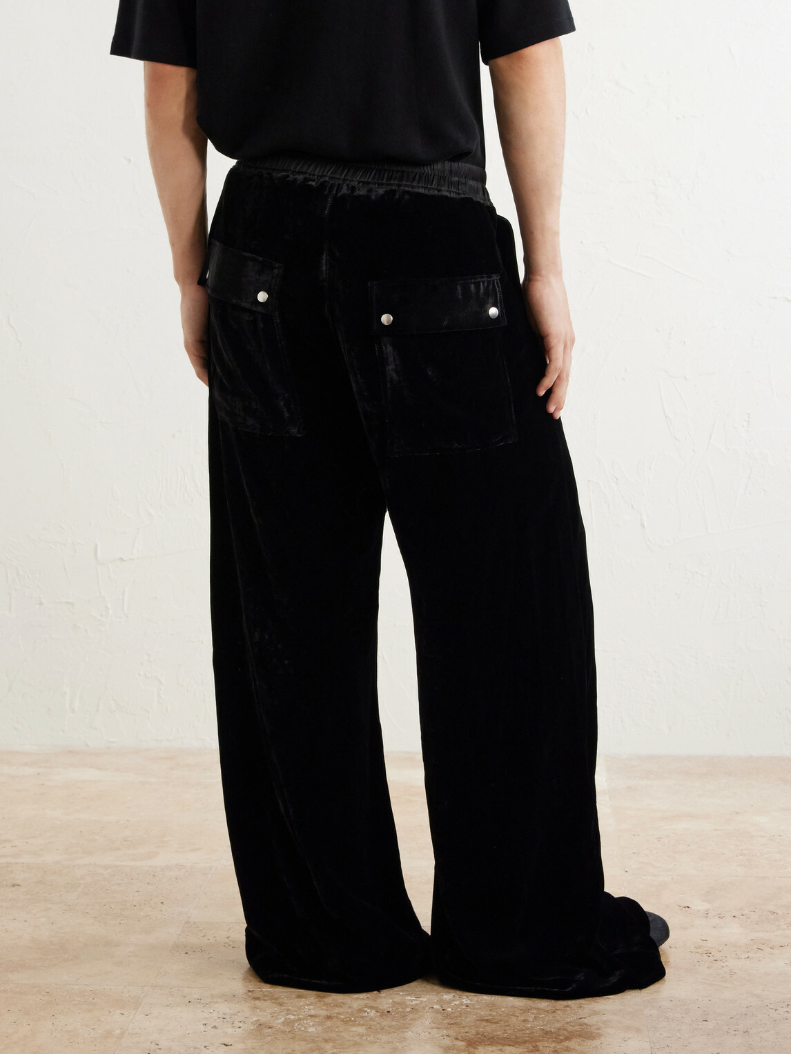 Rick Owens - Bela Wide-Leg Drawstring Velour Trousers - Black