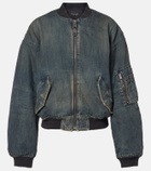 Balenciaga Distressed denim bomber jacket