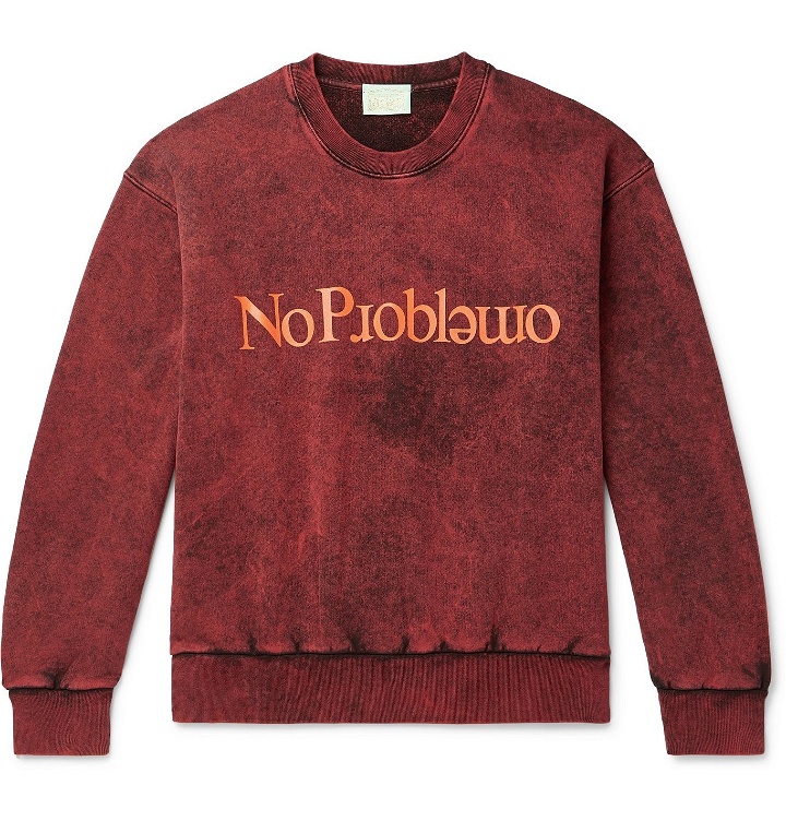 Photo: Aries - No Problemo Acid-Washed Loopback Cotton-Jersey Sweatshirt - Red