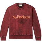 Aries - No Problemo Acid-Washed Loopback Cotton-Jersey Sweatshirt - Red
