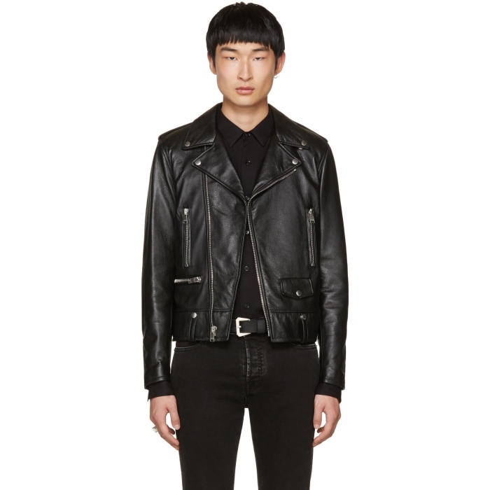 Photo: Saint Laurent Black Leather Blood Luster L01 Jacket
