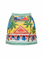 CASABLANCA - Printed Satin Quilted Mini Skirt