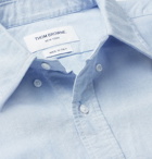 THOM BROWNE - Button-Down Collar Grosgrain-Trimmed Cotton-Oxford Shirt - Blue