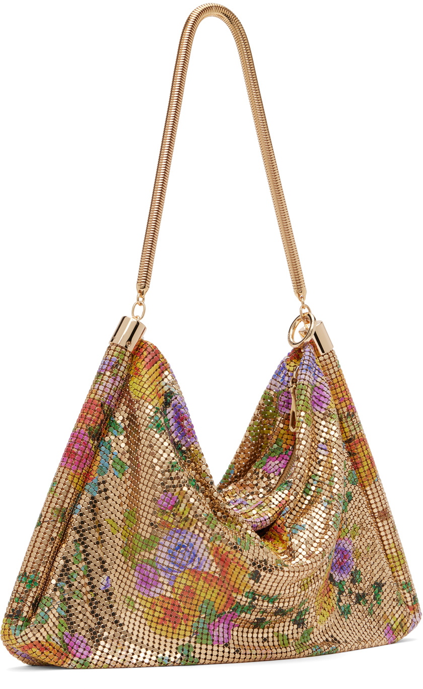 Rabanne Gold Pixel Tube Printed Mesh Bag Paco Rabanne